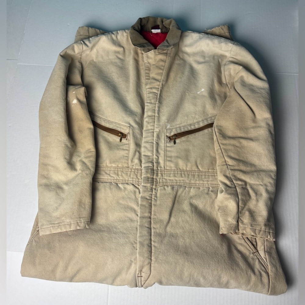 Vintage Big Ben Men's Large Regular Coveralls Tan Flaws Stains Insulated Outdoor
